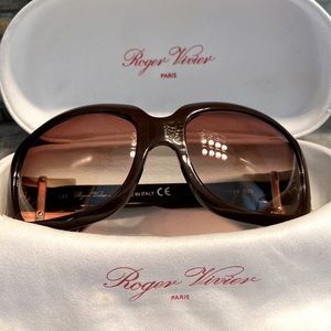 Roger Vivier Brown/Gold Buckle Sunglasses